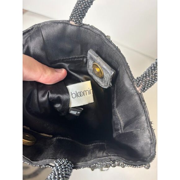 VTG Bloomingdales Beaded Bag Clutch Evening Event black Seed Bead Ibiza Dinner - Picture 6 of 9